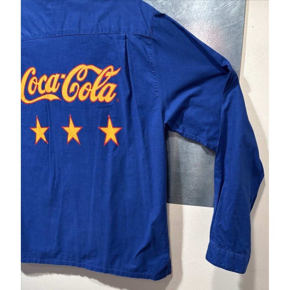 Vintage "Coca-Cola Clothes" Stars Camp Shirt L Long Sleeve 100% Cotton 70s 80s - Picture 14 of 16